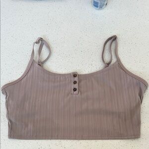 Aerie Mauve Ribbed Swim Crop Top